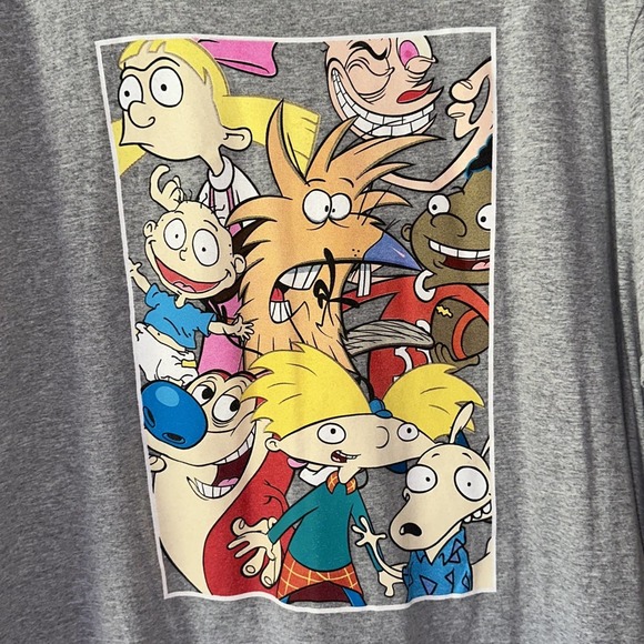 Nickelodeon Mens 90s Fashion Cartoons Gray T Shirt‎ Size XL - Picture 2 of 6